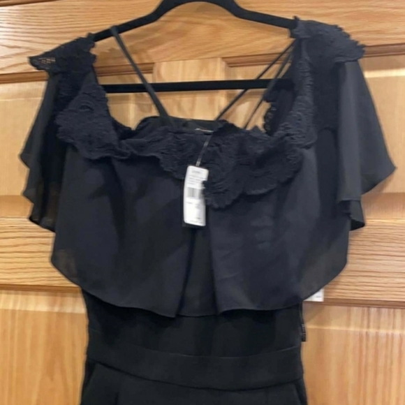 Josie Natori Core Crepe With Lace  Jumpsuit - Picture 4 of 11